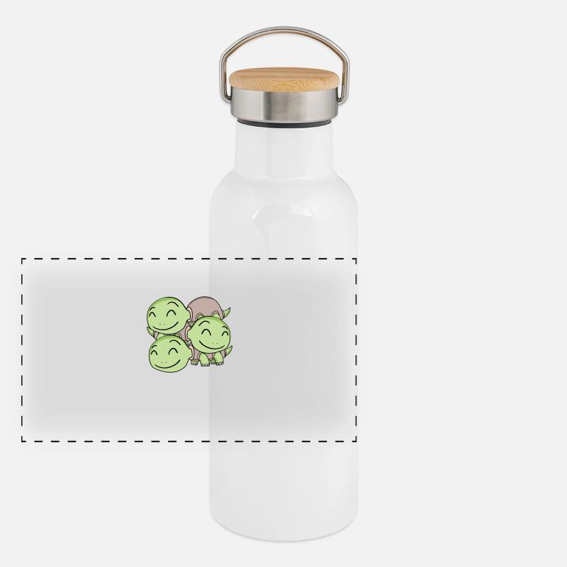 Turtle Motif Panoramic Thermal Bottle with Bamboo Lid