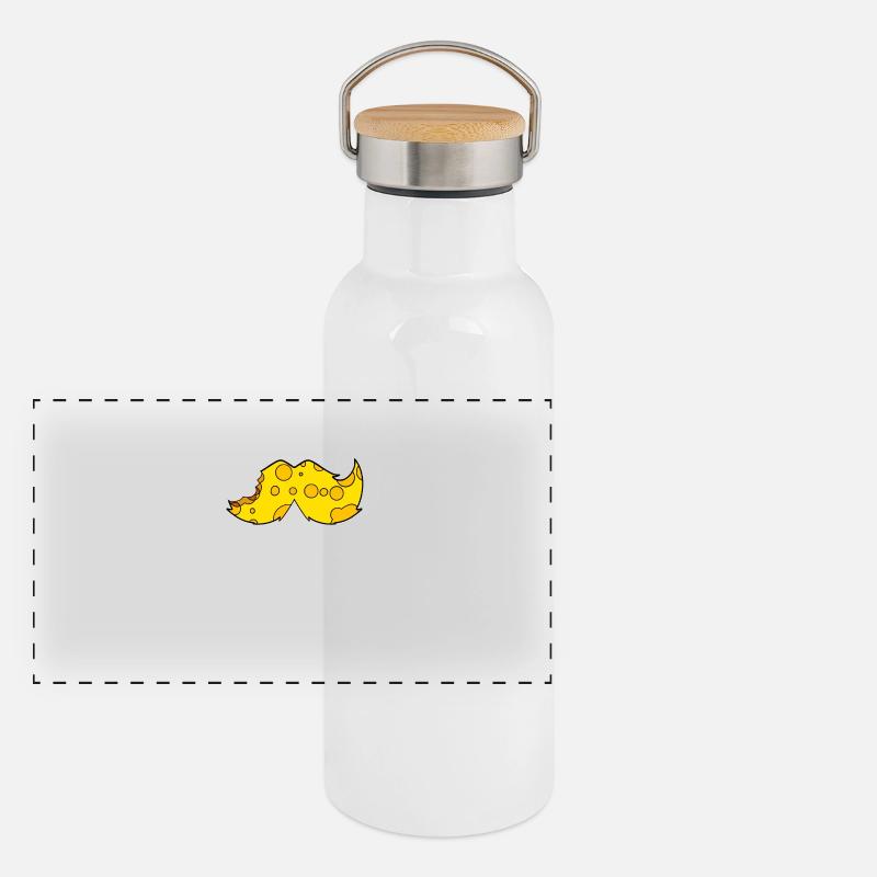 Oberlippenbart Schnurbart Bart Käse Panorama Thermosflasche mit Bambusdeckel