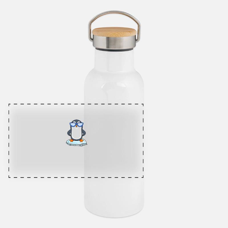 Chef Spruch Anführer Pinguin Motiv Panorama Thermosflasche mit Bambusdeckel