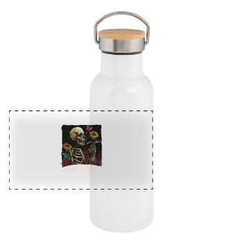 Skull and Nature - Panorama Thermosflasche mit Bambusdeckel - Weiß - Vorne