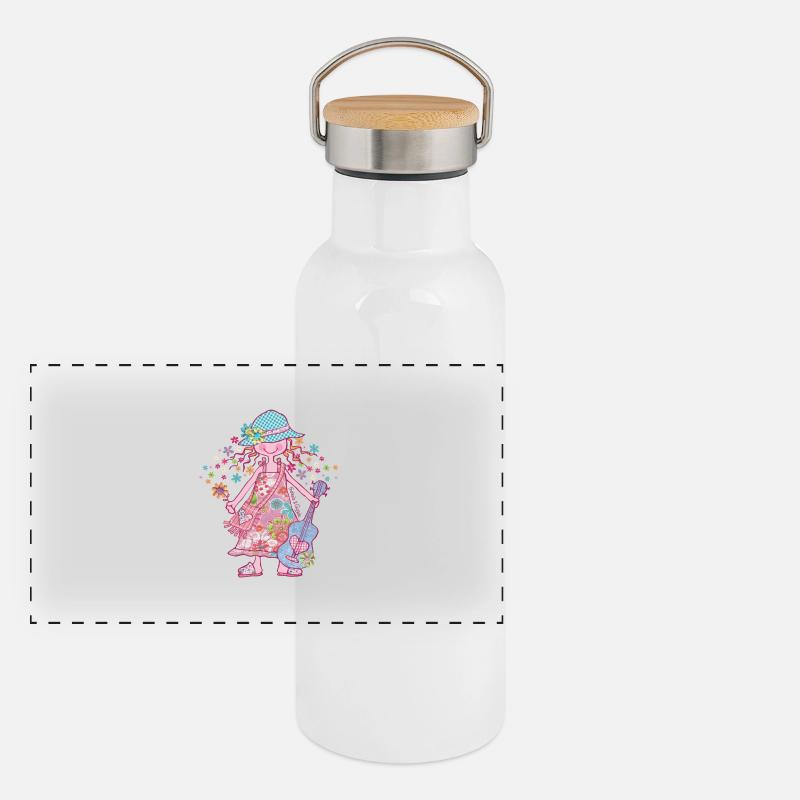 Fille hippie Gourde isotherme avec bouchon en bambou