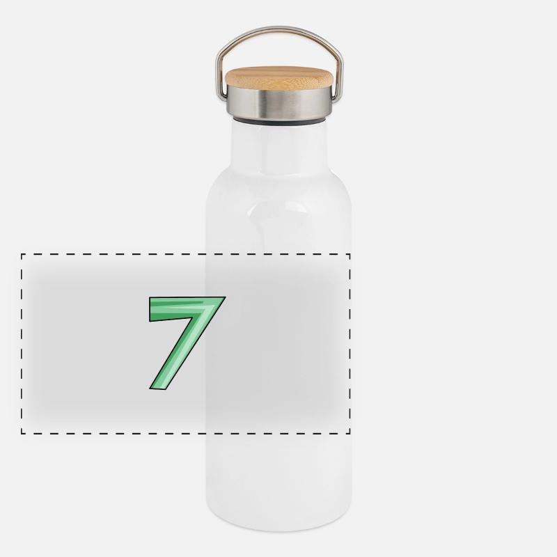 Seven motif number 7 - Panoramic Thermal Bottle with Bamboo Lid - white