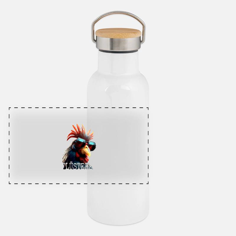 Hühner Flüsterer Hahn Chicken Daddy Landwirt Huhn Panorama Thermosflasche mit Bambusdeckel