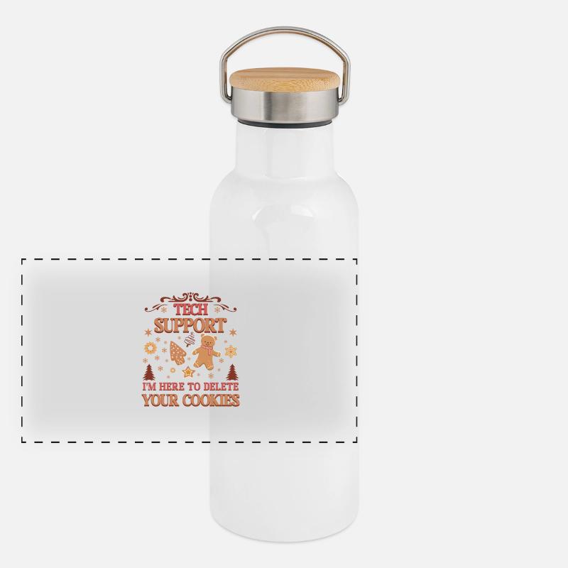 Tech Support I'm Here to Delete Your Cookies Xmas Panoramic Thermal Bottle with Bamboo Lid