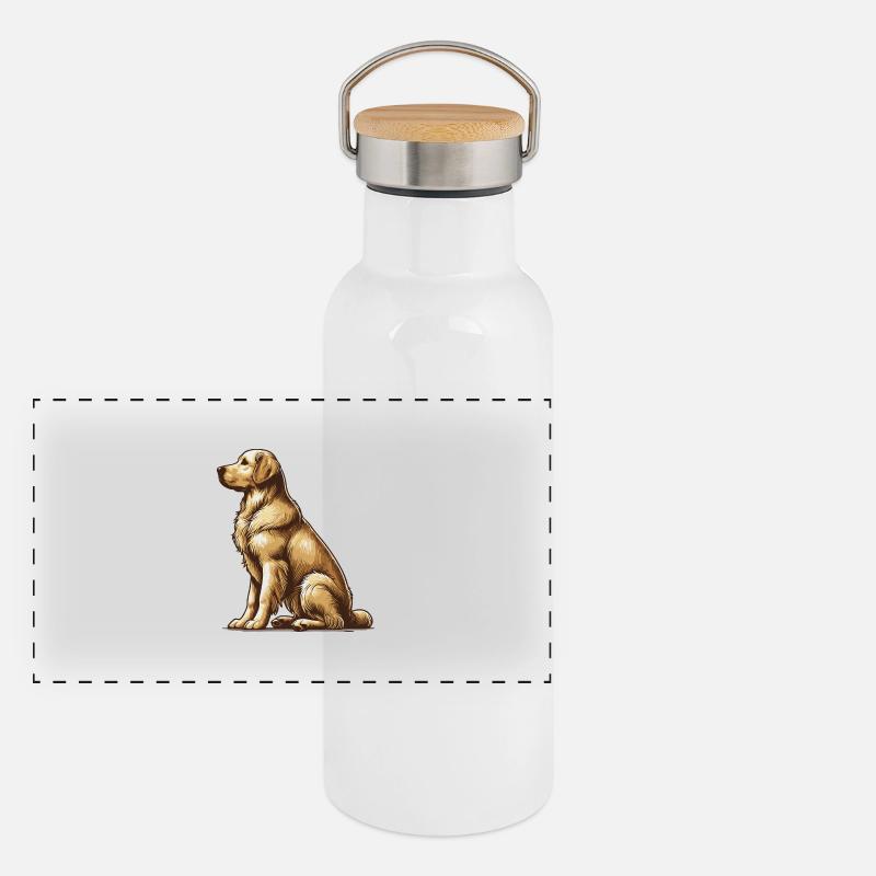 Golden Retriever Panoramic Thermal Bottle with Bamboo Lid