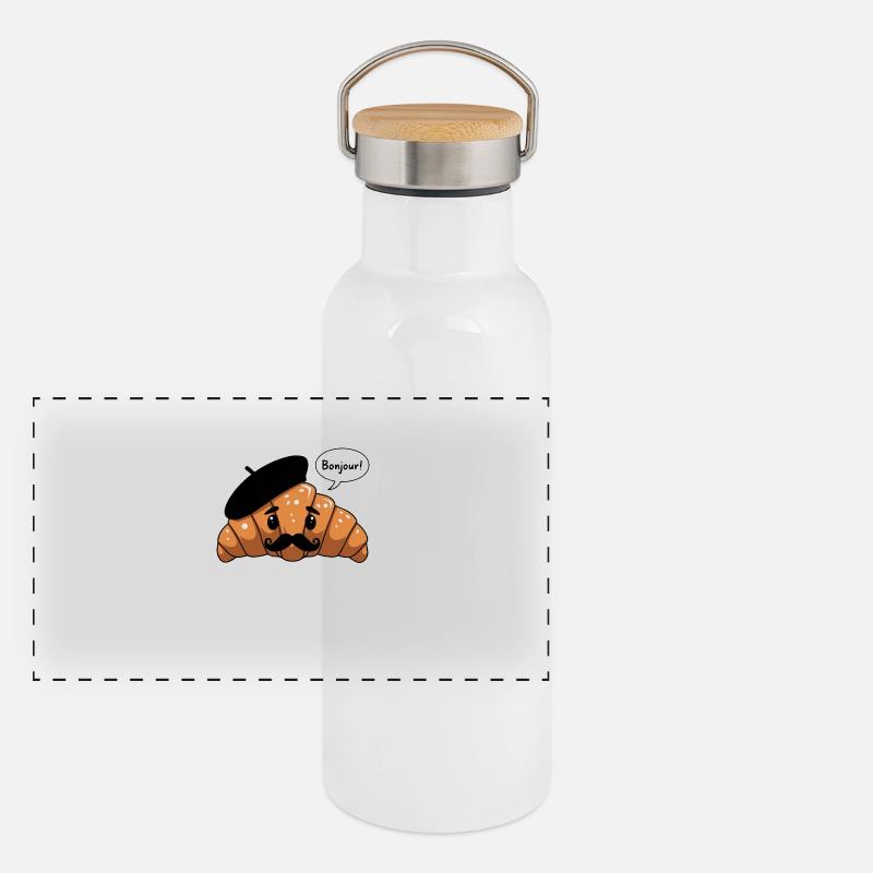 Croissant français Gourde isotherme avec bouchon en bambou