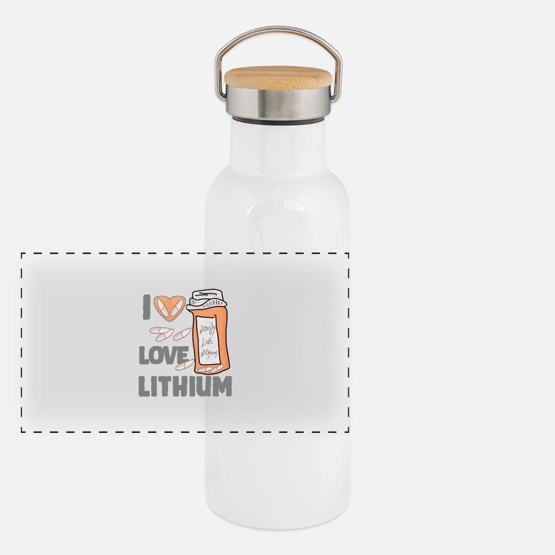 Leben Lachen Lithium ich liebe Panorama Thermosflasche mit Bambusdeckel