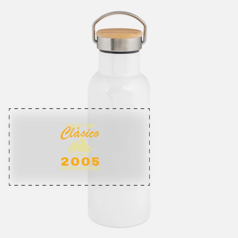 Biker: Ein Klassiker, der 2005 geboren wurde Panorama Thermosflasche mit Bambusdeckel