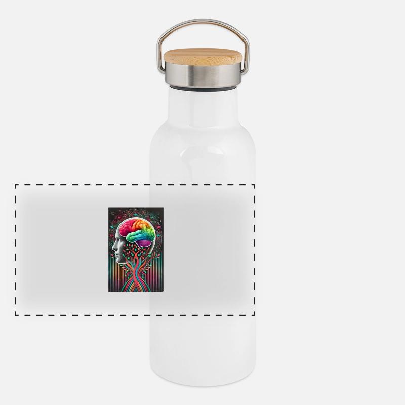 Surreal Brain Tree Design – Creative Fusion Panoramic Thermal Bottle with Bamboo Lid