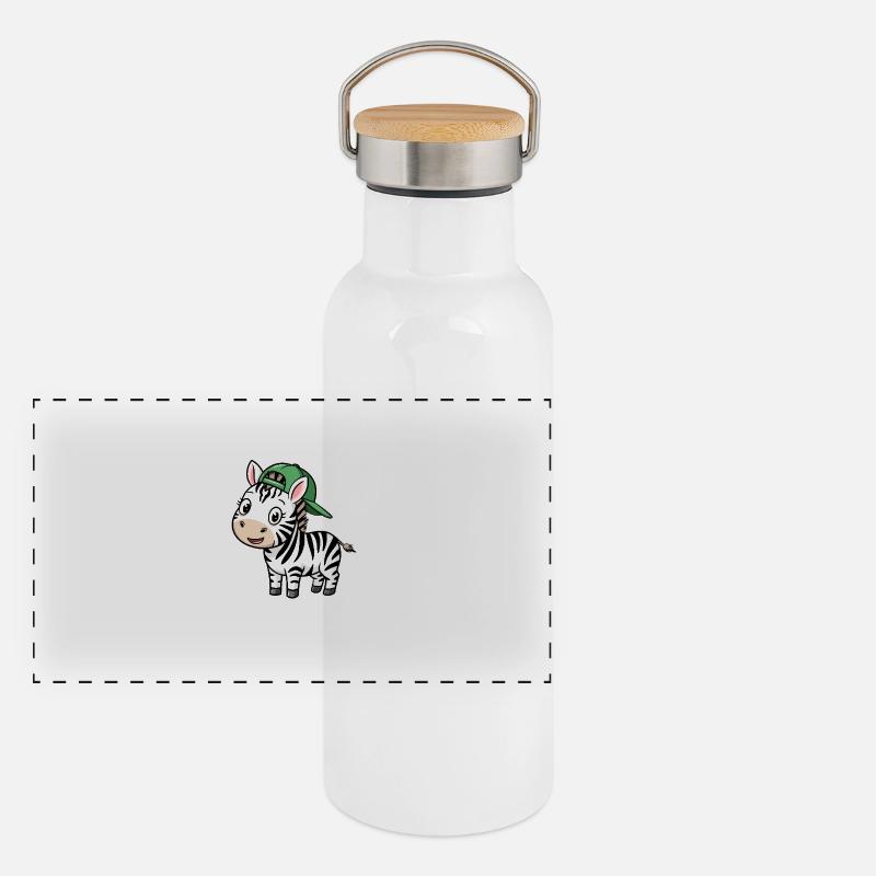 Zèbre mignon avec chapeau Gourde isotherme avec bouchon en bambou