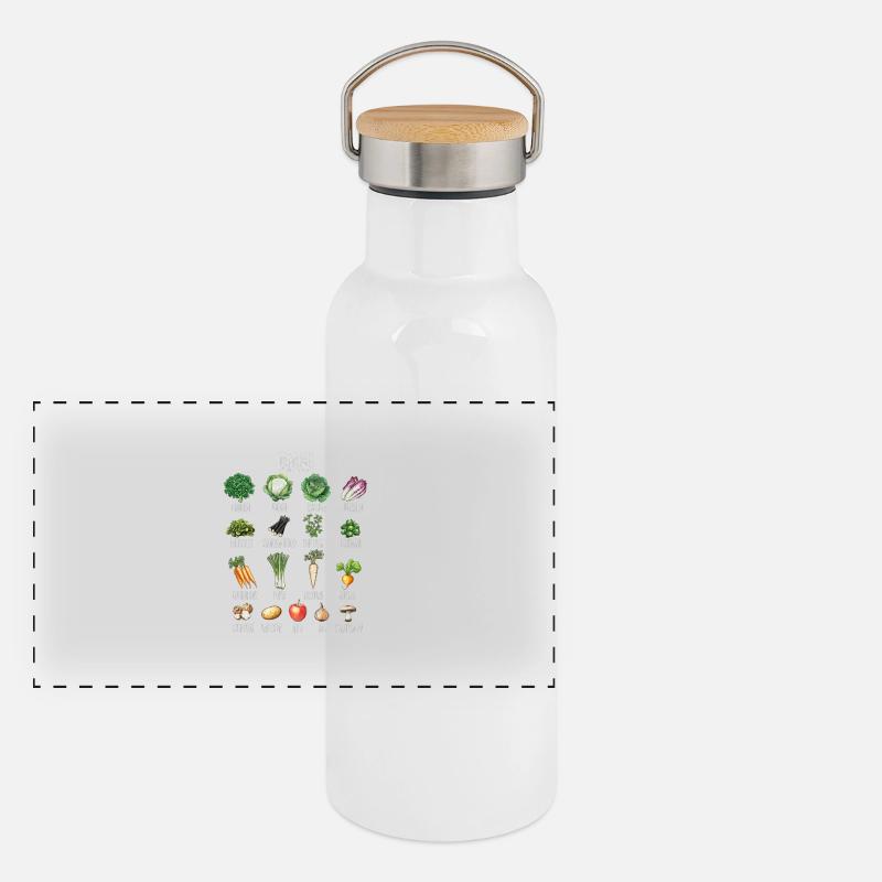 January Seasonal fruit and vegetable collage Panoramic Thermal Bottle with Bamboo Lid