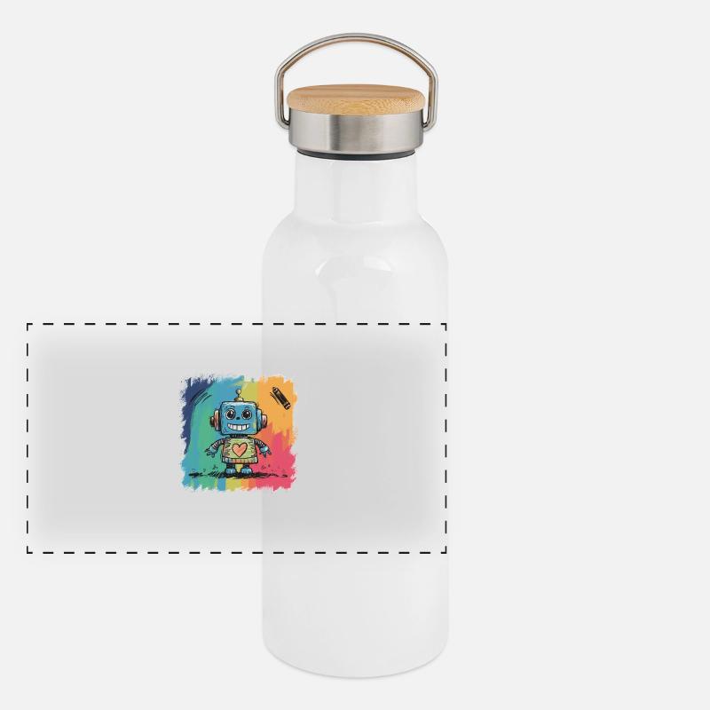 I'm A Friendly Robot Beep Boop Panorama Thermosflasche mit Bambusdeckel