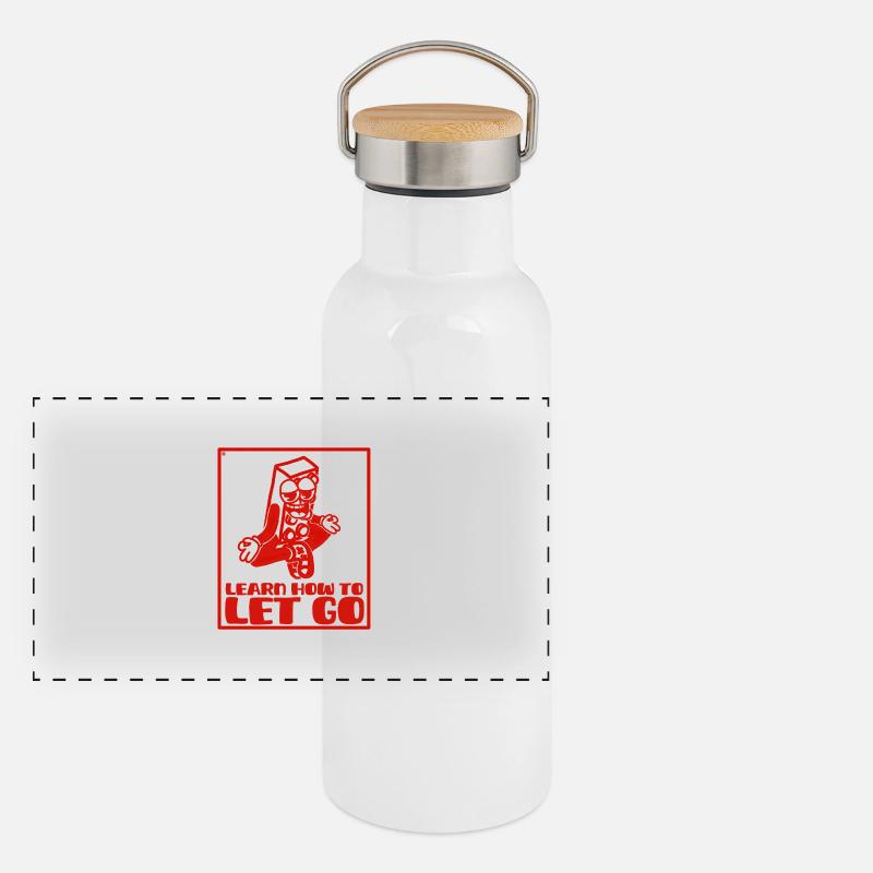 Apprends à lâcher prise avec humour Gourde isotherme avec bouchon en bambou