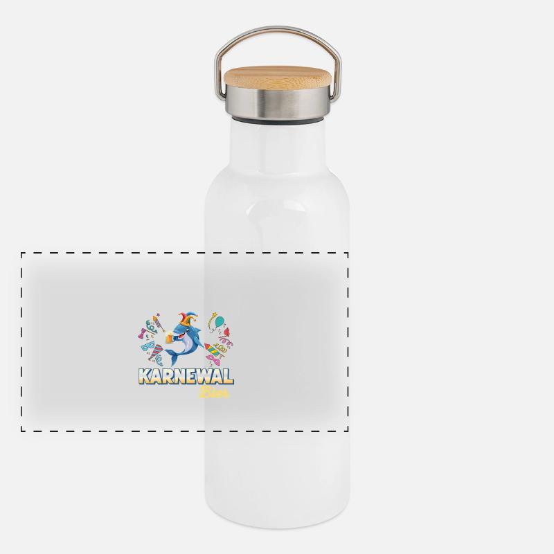 Konfetti Fasching Karneval Spaß Design Panorama Thermosflasche mit Bambusdeckel