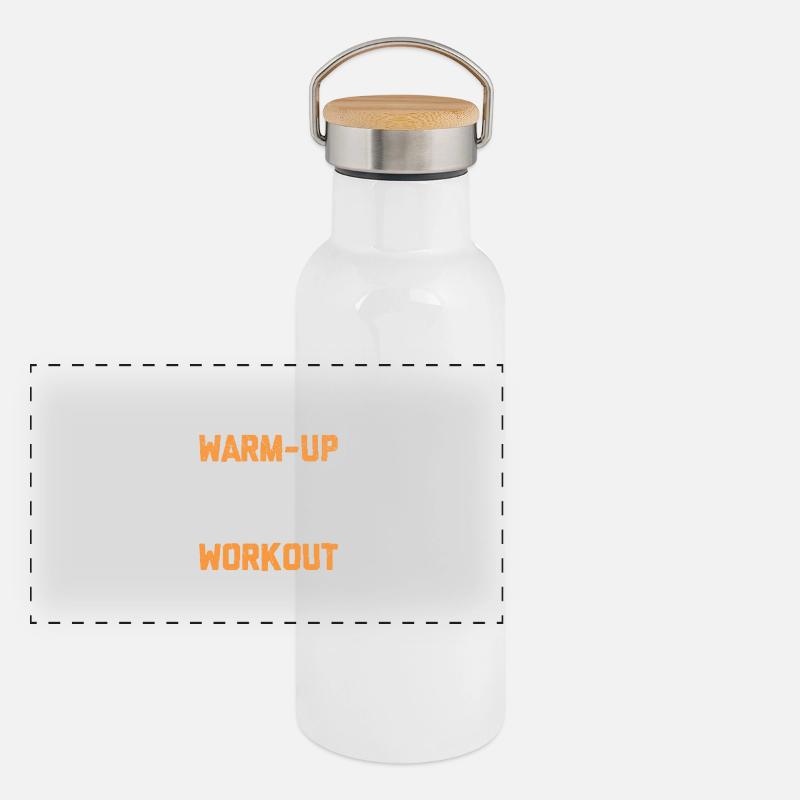 Mein Warm-up ist dein Workout Panorama Thermosflasche mit Bambusdeckel