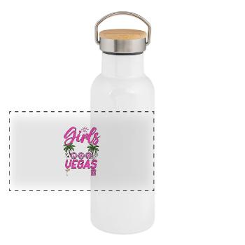 Girls Trip Las Vegas 2028 - Panorama Thermosflasche mit Bambusdeckel - Weiß - Vorne