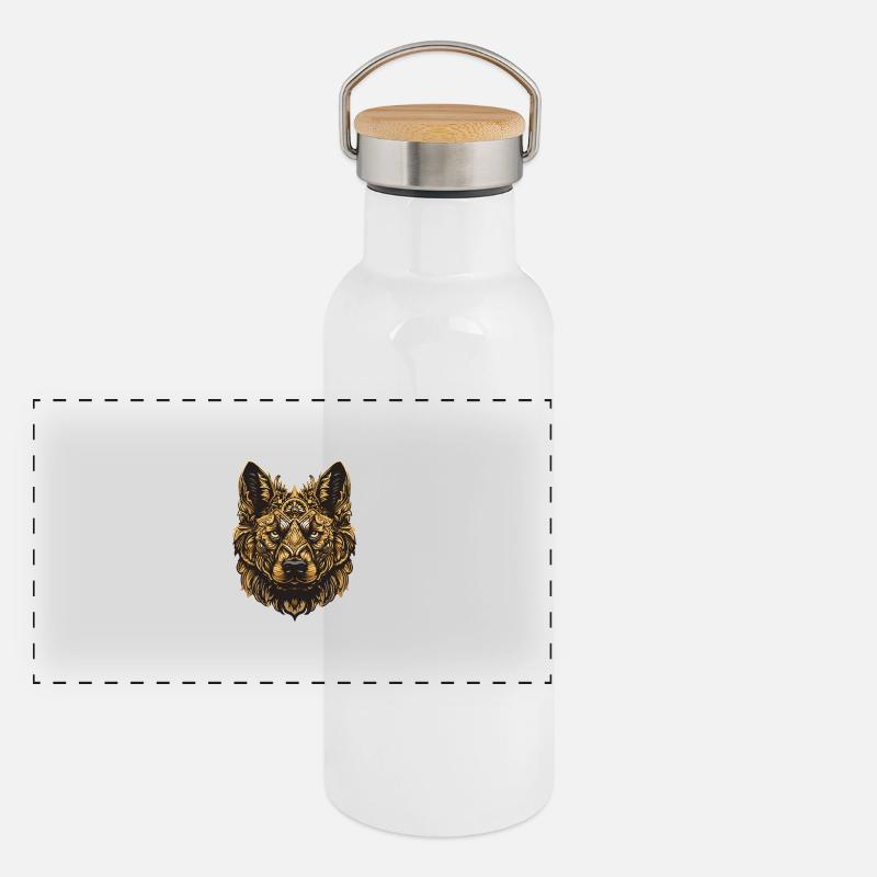 Schäferhund Hund Portrait Panorama Thermosflasche mit Bambusdeckel
