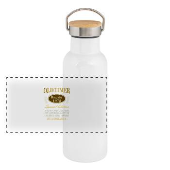 Runder Geburtstag 50 Jahre Jahrgang 1975 Oldtimer - Panorama Thermosflasche mit Bambusdeckel - Weiß - Vorne