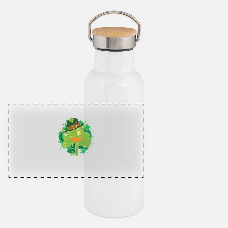 Saint Patrick Trèfle Irlande St Patrick s Day 2025 Gourde isotherme avec bouchon en bambou