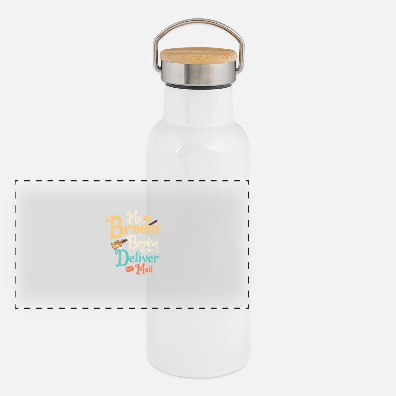 My Broom Broke So Now I Deliver Mail Mailman Posta Panorama Thermosflasche mit Bambusdeckel