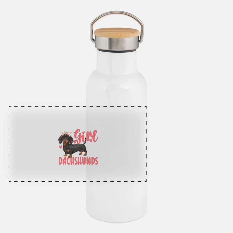 Juste une fille qui aime les teckels Gourde isotherme avec bouchon en bambou