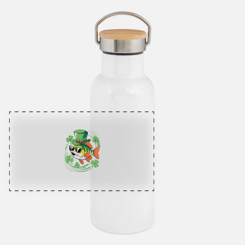 La Saint-Patrick avec poissons et trèfles Gourde isotherme avec bouchon en bambou