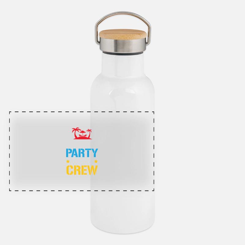 Mallorca Party Crew Panorama Thermosflasche mit Bambusdeckel
