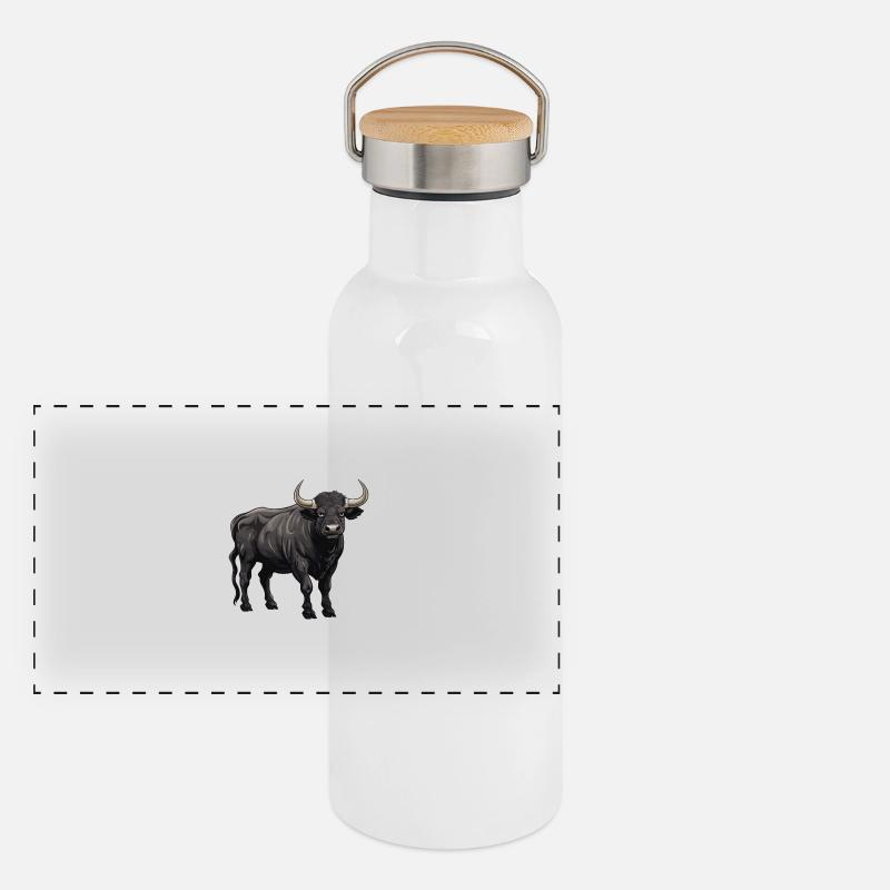 Animal taureau Gourde isotherme avec bouchon en bambou