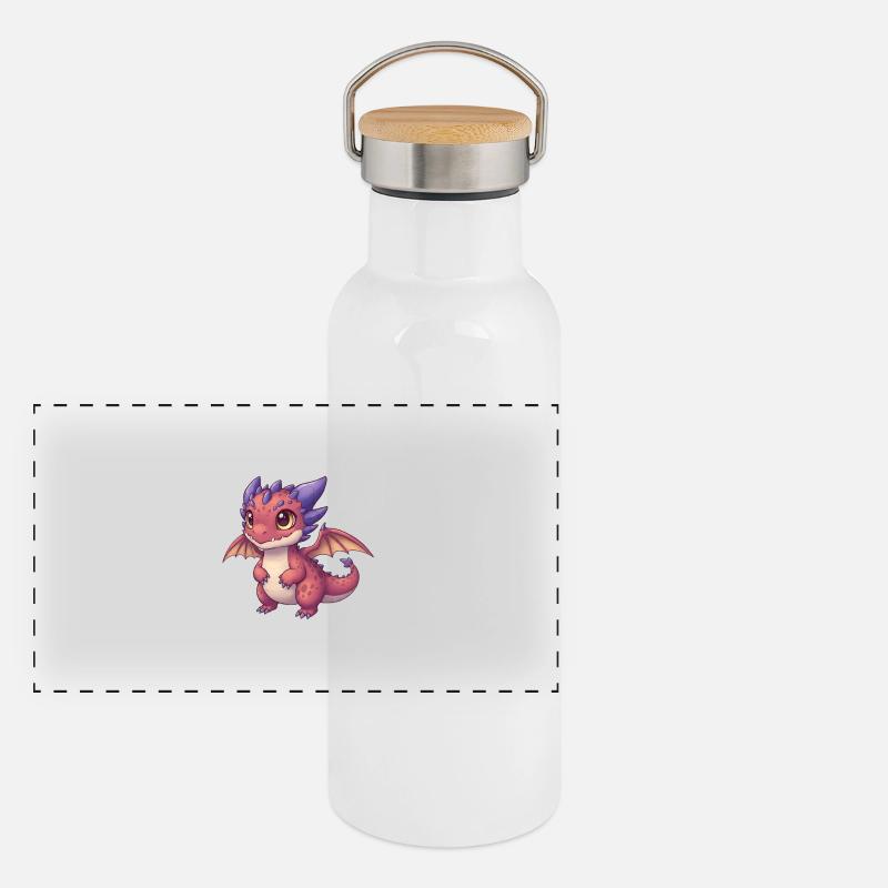 Dino Cartoon Drache Panorama Thermosflasche mit Bambusdeckel