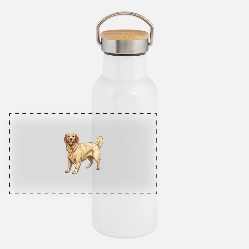 Golden Retriever Hund Panorama Thermosflasche mit Bambusdeckel