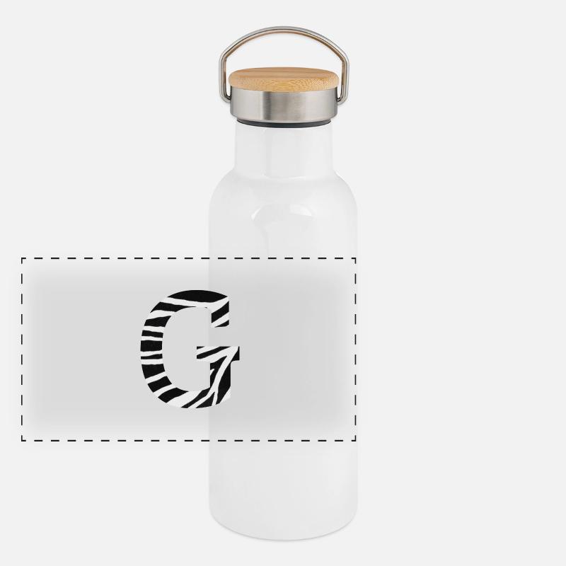 Buchstabe g Zebra Panorama Thermosflasche mit Bambusdeckel