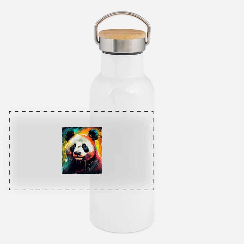Panda Portrait Gourde isotherme avec bouchon en bambou