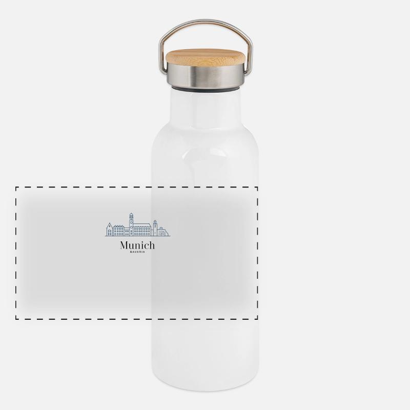 Munich Germany Souvenir Bavaria Architecture Panoramic Thermal Bottle with Bamboo Lid