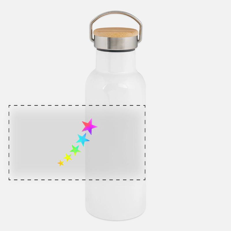 bunte Sterne in Regenbogenfarben Panorama Thermosflasche mit Bambusdeckel