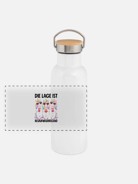 Die Lage Ist Besäufniserregend - Panorama Thermosflasche mit Bambusdeckel - Weiß - Vorne