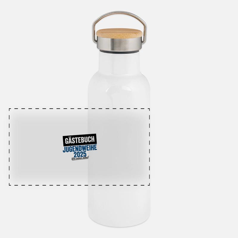 Gästebuch Jugendweihe 2025 Erinnerungen Panorama Thermosflasche mit Bambusdeckel