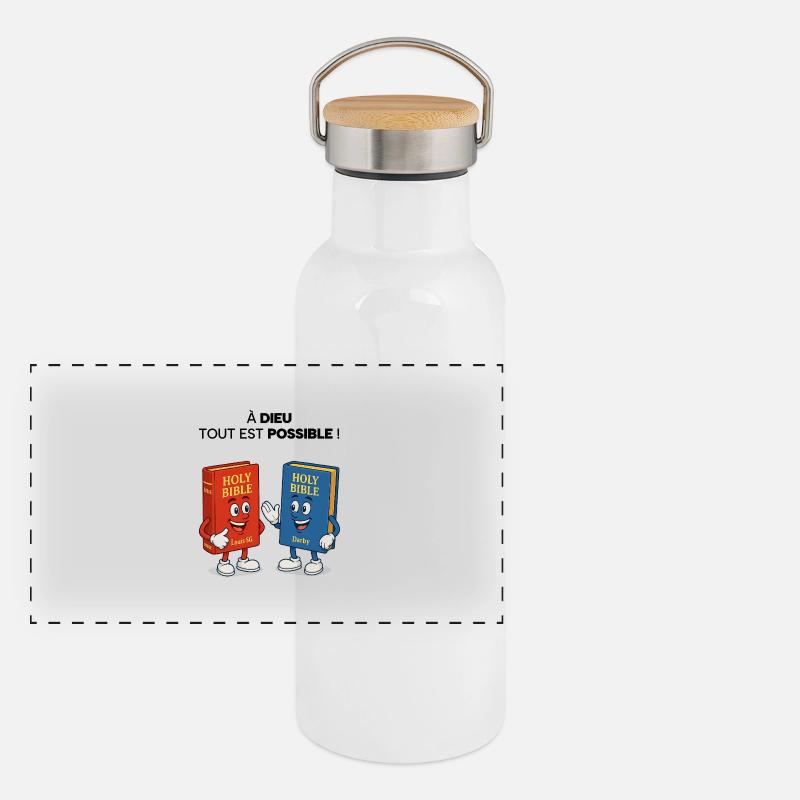 Bibel T-Shirt Panorama Thermosflasche mit Bambusdeckel