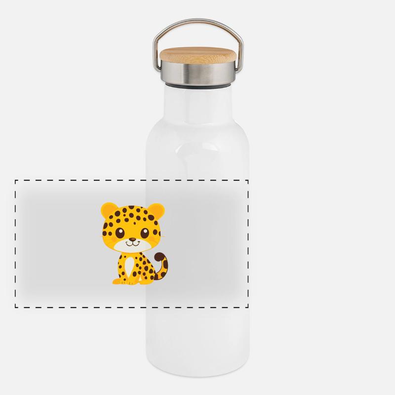 kleiner Leopard Panorama Thermosflasche mit Bambusdeckel
