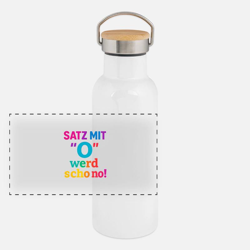 Satz mit O 2 Panorama Thermosflasche mit Bambusdeckel