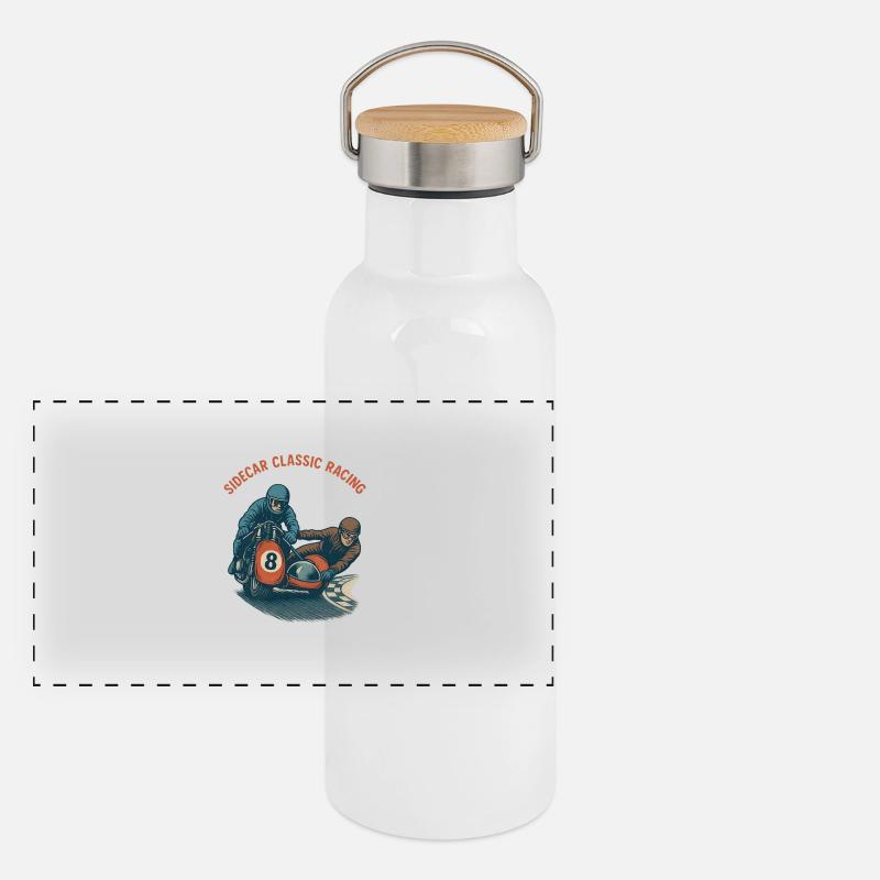 Sidecar Classic Racing Panorama Thermosflasche mit Bambusdeckel