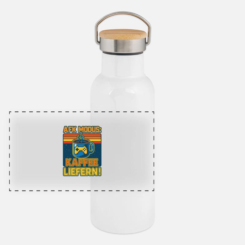 Mode AFK : Livrez du café ! Gourde isotherme avec bouchon en bambou