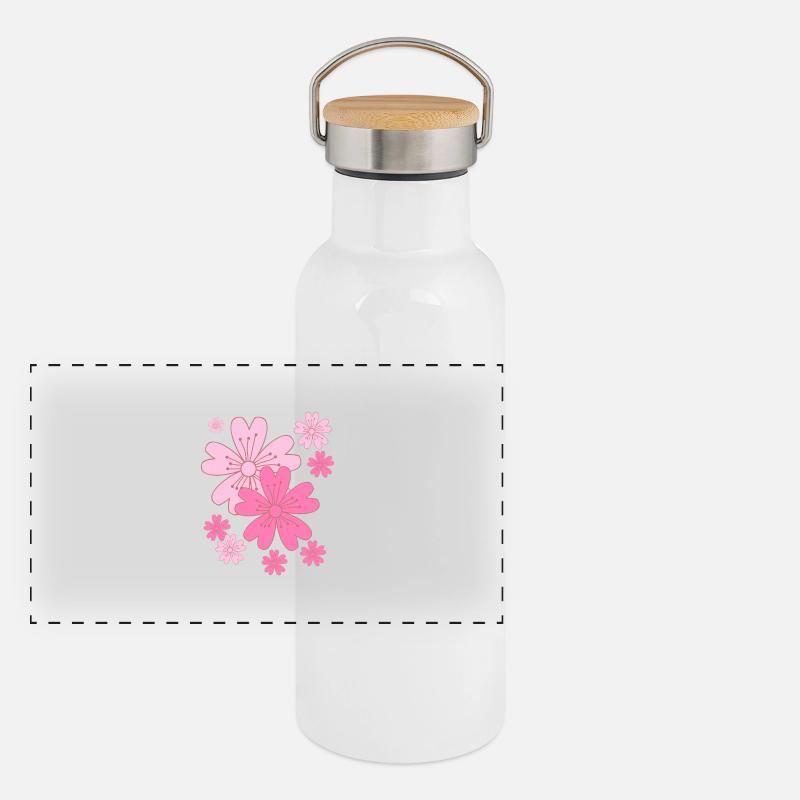 Chute des fleurs de cerisier Sakura Gourde isotherme avec bouchon en bambou
