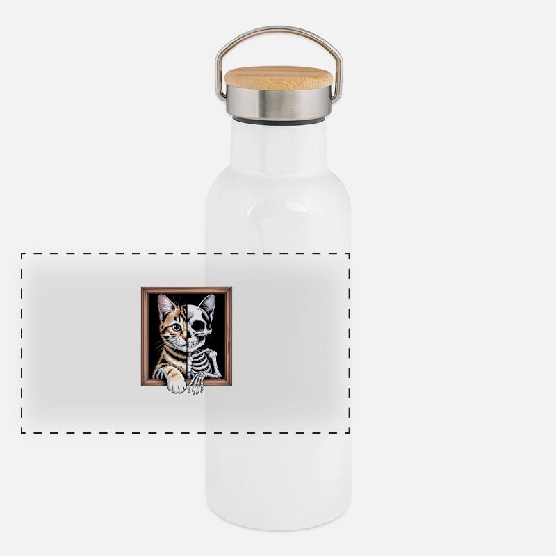 Schrödinger's cat dead alive Panoramic Thermal Bottle with Bamboo Lid