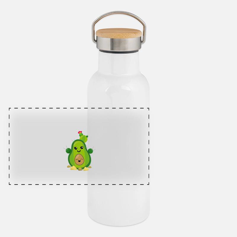 Avocat Cactus Avocactus Cadeau Mignon Drôle Gourde isotherme avec bouchon en bambou