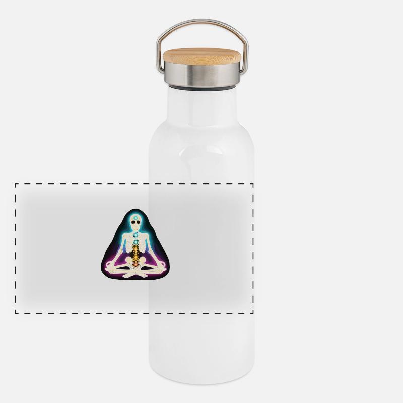 Skeleton Yoga - Chakra Pose Panoramic Thermal Bottle with Bamboo Lid