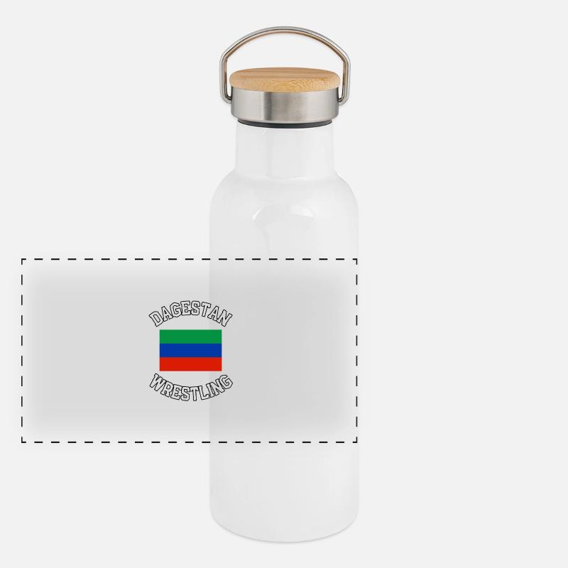 Dagestan Wrestling Panorama Thermosflasche mit Bambusdeckel