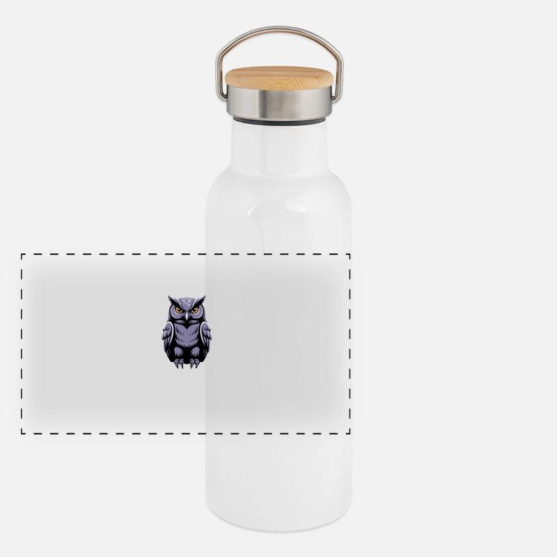 OWL CHASING YOU Panoramic Thermal Bottle with Bamboo Lid