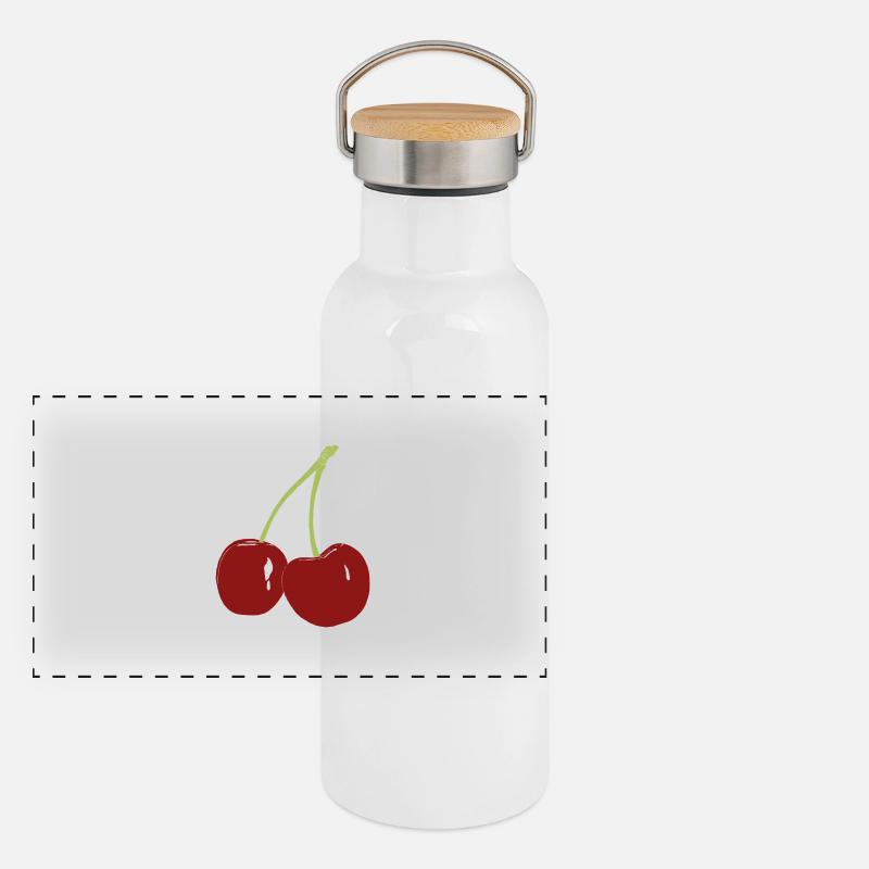 Kirschen Panorama Thermosflasche mit Bambusdeckel