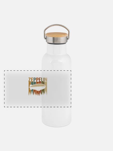 Zeppelin Retro Luftschiff Design - Panorama Thermosflasche mit Bambusdeckel - Weiß