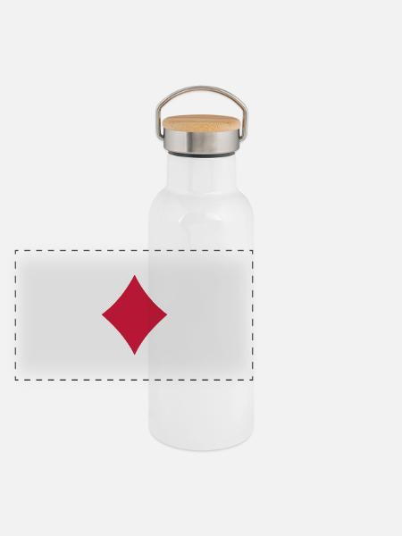 Karo - Kartenspiel - Panorama Thermosflasche mit Bambusdeckel - Weiß